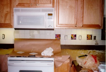 Tile backsplash installation